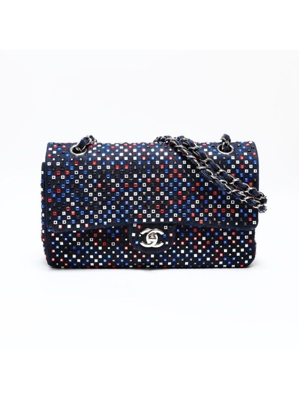 Chanel Shoulder Bag Crystal Flap Denim